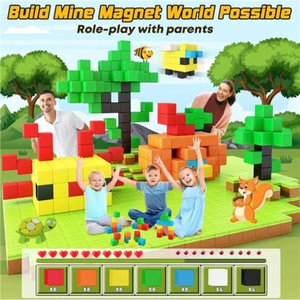48PCS Magnetic Blocks for‎ Toddlers Toys, Large Magnetic Cube Toys for Sensory